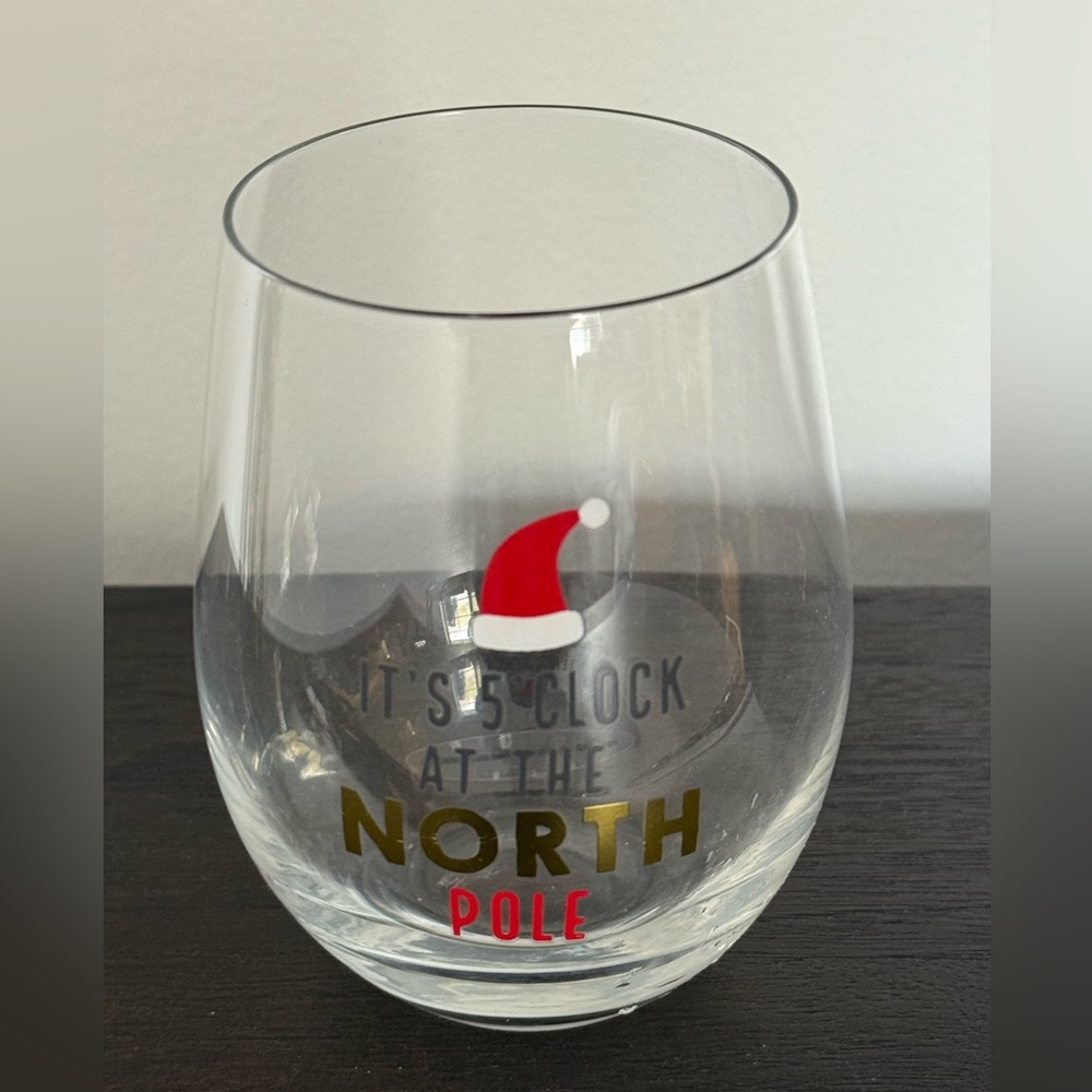 Holiday Boutique Its 5' Clock At The North Pole Christmas Wine Glass